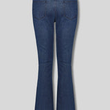 Dakota Distressed Fit And Flare Jeans - Dark Blue