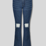 Dakota Distressed Fit And Flare Jeans - Dark Blue