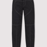 Echo High Waisted Heart Stitch Straight Leg Jeans - Black