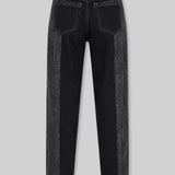 Heart Print Tapered Jeans - Black
