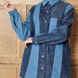 Slate Contrast Denim Shirt - Blue Acid Wash