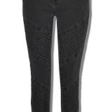 Brook High Waist Skinny Biker Jeans - Black-wash