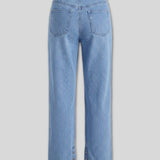 Kinsley Silver Stud Straight Leg Jeans - Light Blue