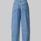 Roxana Skinny Cargo Denim Jeans - Mid Wash Blue