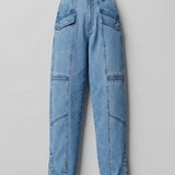 Roxana Skinny Cargo Denim Jeans - Mid Wash Blue