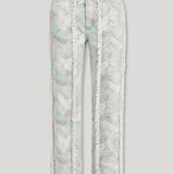 Noor Printed Straight Leg Jeans Frayed Seam - Light Green
