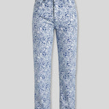 Granite Marble Printed Straight Leg Jeans - Blue