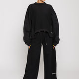 CROP CREW NECK JUMPER - BLACK