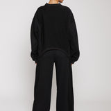 CROP CREW NECK JUMPER - BLACK