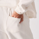 Contrast Wide Leg Joggers - White