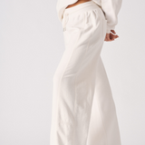 Contrast Wide Leg Joggers - White