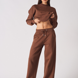 WIDE LEG JOGGERS - BROWN