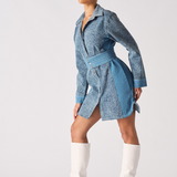 DENIM BELTED DRESS - BLUE WASH