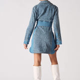 DENIM BELTED DRESS - BLUE WASH
