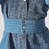 DENIM BELTED DRESS - BLUE WASH