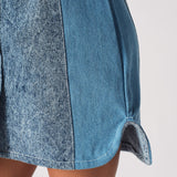 DENIM BELTED DRESS - BLUE WASH