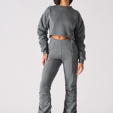 Ruched Flare Jogger - Grey