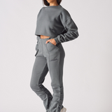 Ruched Flare Jogger - Grey