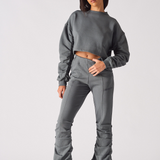 Ruched Flare Jogger - Grey