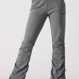 Herman Womens Ruched Leg Wide Flare Trousers - Charcoal Grey