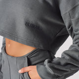 CROPPED CREW NECK JUMPER - GREY