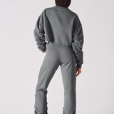 CROPPED CREW NECK JUMPER - GREY