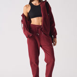 REGULAR ZIP UP HOODIE - Burgundy
