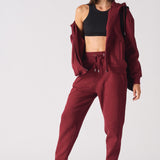 REGULAR ZIP UP HOODIE - Burgundy