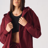 REGULAR ZIP UP HOODIE - Burgundy