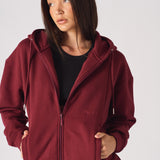 REGULAR ZIP UP HOODIE - Burgundy