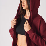 REGULAR ZIP UP HOODIE - Burgundy