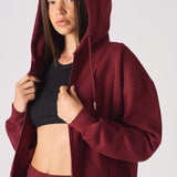 REGULAR ZIP UP HOODIE - Burgundy