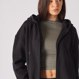 REGULAR ZIP UP HOODIE - BLACK