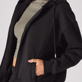 REGULAR ZIP UP HOODIE - BLACK