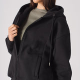REGULAR ZIP UP HOODIE - BLACK