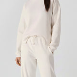 Herman Womens Panelled Relaxed Fit Cropped Sweatshirt - White