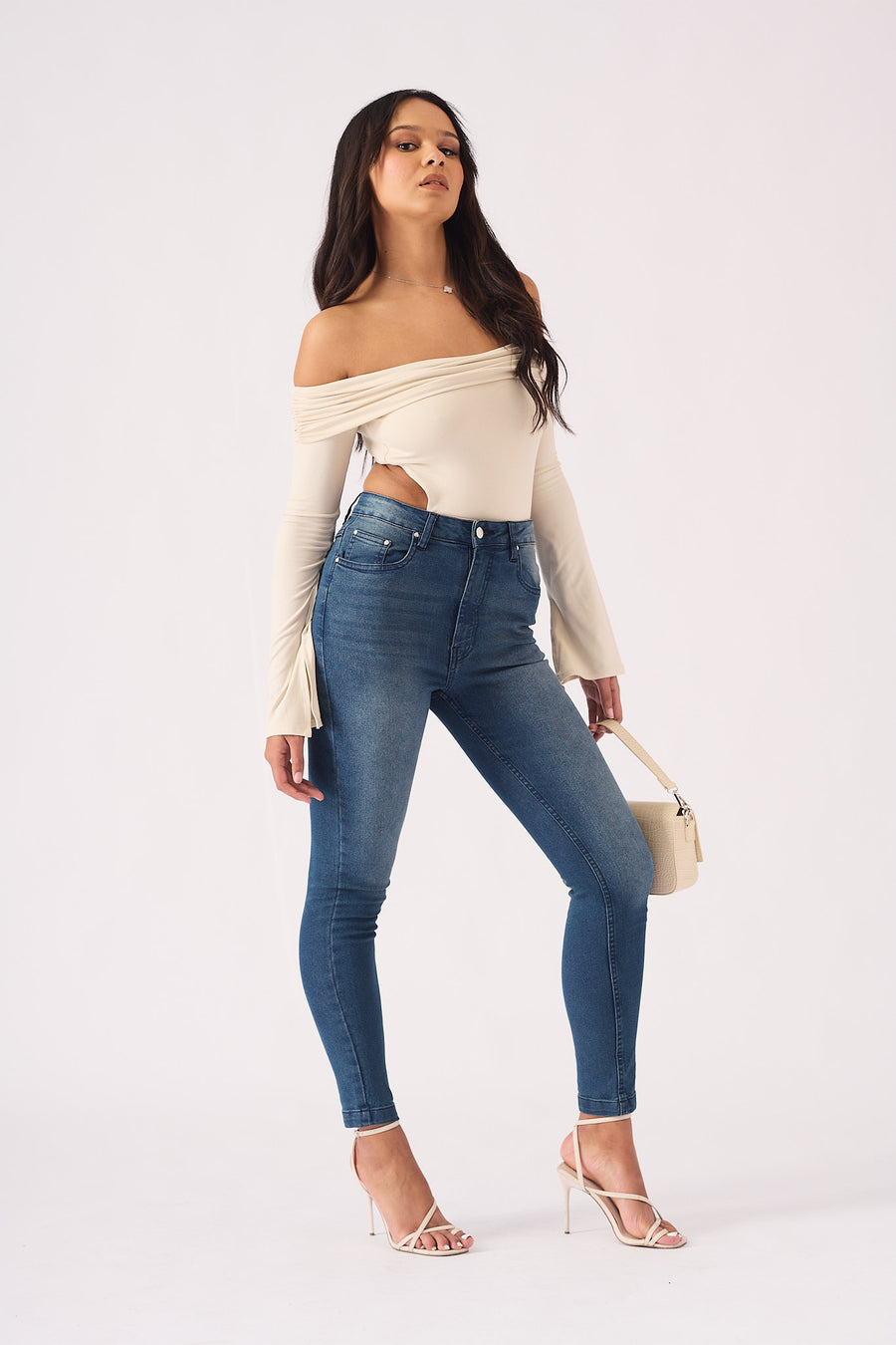 Hunni High Rise Stretch Skinny Jeans - Mid Blue -  Women's Skinny Jeans