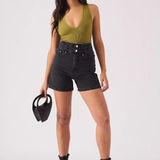 Brook High Rise Denim Shorts - Black
