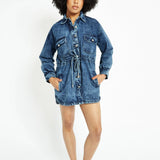Tesa Denim Shirt Dress - Blue Acid Wash
