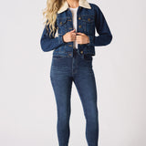 Frost Sherpa Collar Denim Jacket – Mid Blue