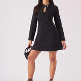 Isla Fit & Flare Denim Dress - Black