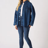 Frost Oversized Dark Blue Denim Shirt - Dark Blue