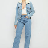 Echo Sherpa Collar Denim Jacket – Blue