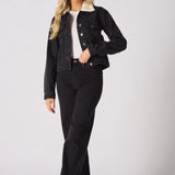 Drift Sherpa Collar Denim Jacket – Black