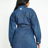 Tesa Tapered Denim Shirt Dress - Dark Blue