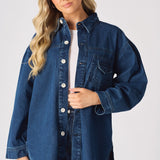 Frost Oversized Dark Blue Denim Shirt - Dark Blue