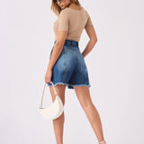 Vita A-Line Denim Shorts – Mid Blue Wash