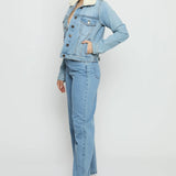 Echo Sherpa Collar Denim Jacket – Blue