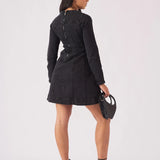 Isla Fit & Flare Denim Dress - Black
