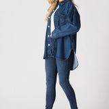 Frost Oversized Dark Blue Denim Shirt - Dark Blue